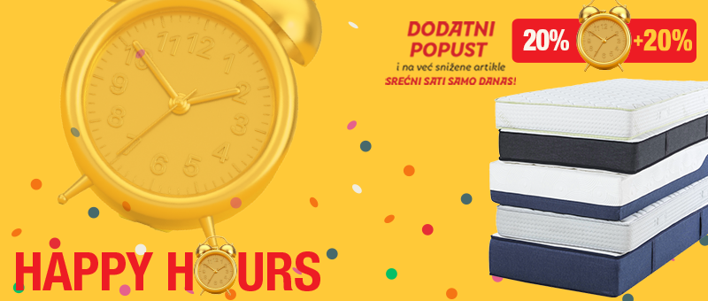 HAPPY HOURS: DORMEO DUŠECI UZ DODATNIH +20%!